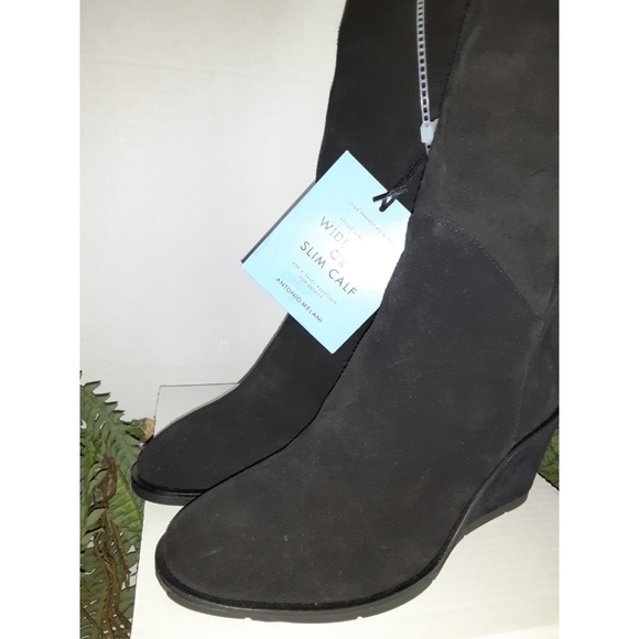 Antonio Melani Maesyn Blaxk Suede Wedge Tall Boots - Picture 5 of 16